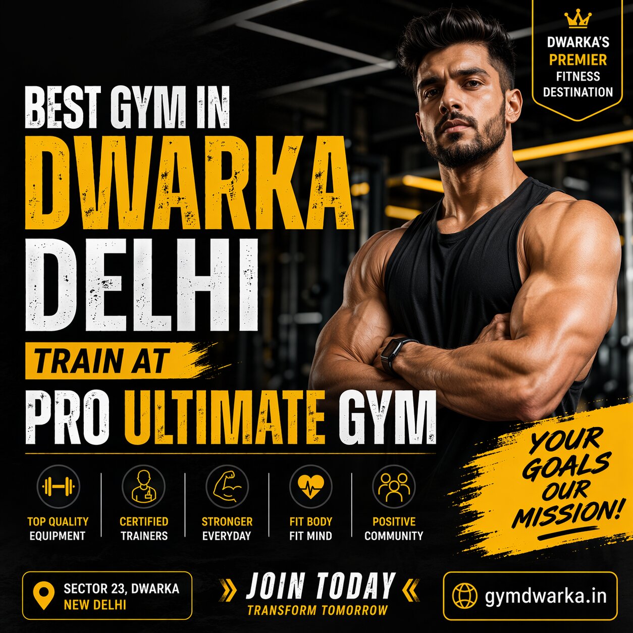 Best Gym in Dwarka Delhi – Pro Ultimate Gym with certified trainers, modern equipment, and fitness transformation programs in Sector 23 Dwarka
